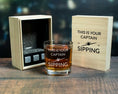 Load image into Gallery viewer, This is your captain sipping in a turn whiskey glass in wood gift box