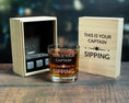 Load image into Gallery viewer, This is your captain sipping flying straighjt whiskey glass in wood gift box