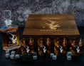 Load image into Gallery viewer, Engraved Whiskey Decanter with 4 glasses and whiskey stones in a beautiful engraved wooden box