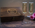 Load image into Gallery viewer, Wood Box with toasting flutes engraved
