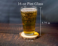 Load image into Gallery viewer, Pint glass measurements