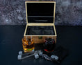 Load image into Gallery viewer, Mr and Mrs Whiskey and Wine Glass Gift Set in Engraved Wooden Box