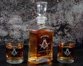 Load image into Gallery viewer, Freemason Personalized Whiskey Decanter Set in a Wood Gift Box