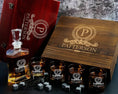Load image into Gallery viewer, Housewarming Gift - Whiskey Decanter, 4 Glasses, and Whiskey Stones in Wood Gift Box