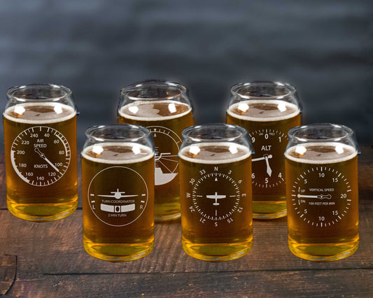 Aviation Instrument Six Pack Beer Can Glasses