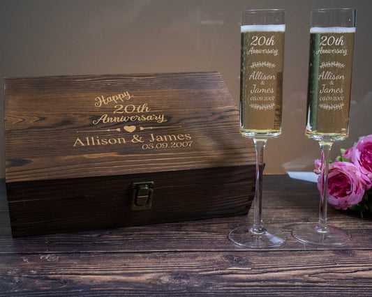 Wedding toasting flutes for anniversary celebration