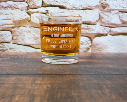 Engineer saying on a whiskey glass