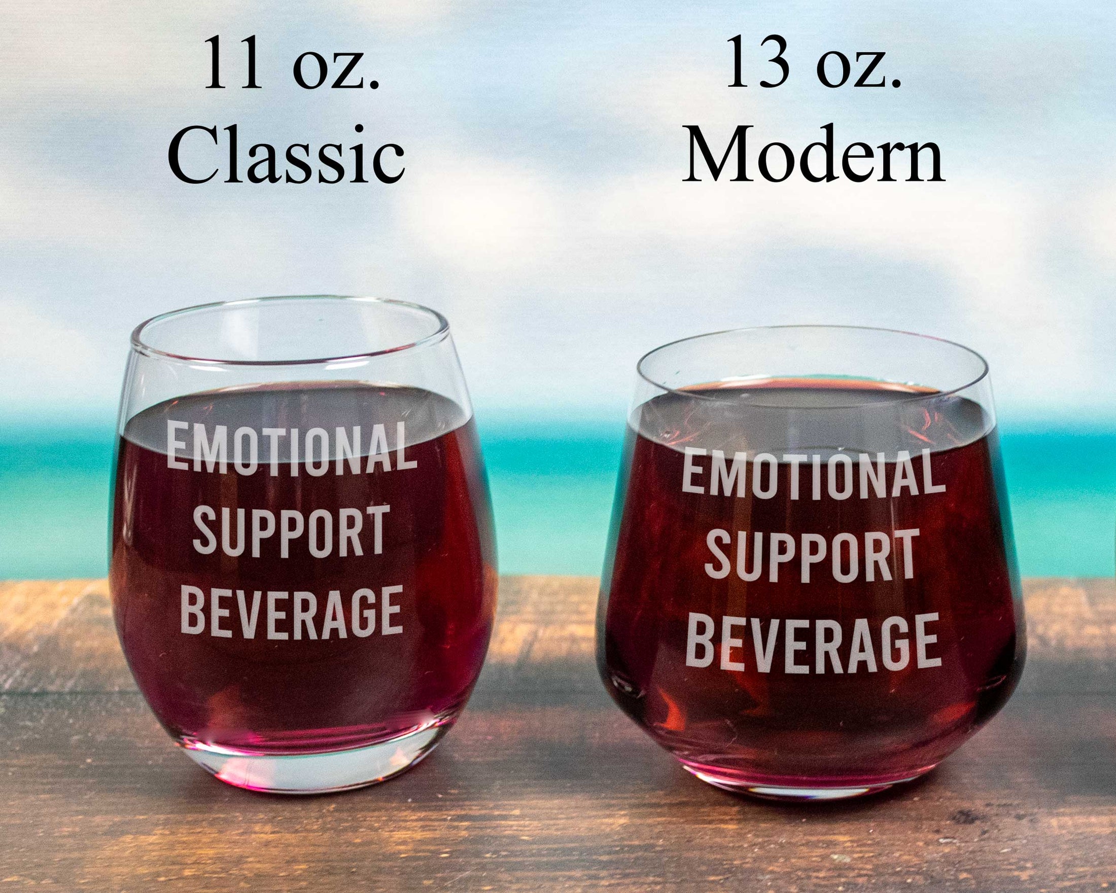 Emotional support beverage in the form of a wine glass