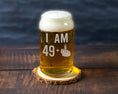 Load image into Gallery viewer, I am 49 + 1 middle finger engraved on a beer can glass
