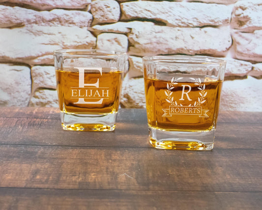 Personalized Square Whiskey Glass Gifts for Him 