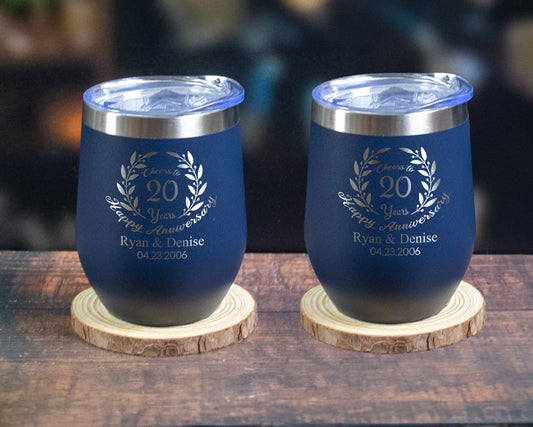 Wine tumblers custom engraved for couples anniversary