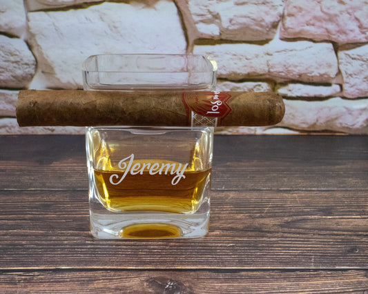 Cigar Whiskey Glass in Wood Gift Box