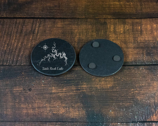 Custom Engraved Lake Map on Slate Coasters