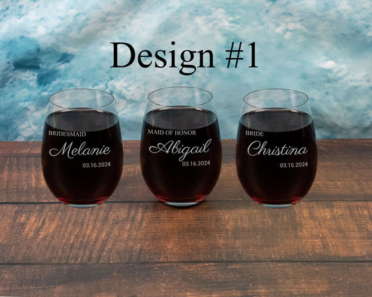 Wine Glass - Stemmed or Stemless - Bridesmaid Gift