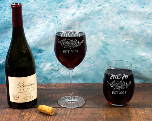 Personalized Wine Glass for First Time Mom