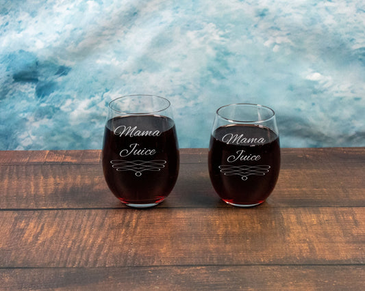 Mom Juice - Engraved Stemless Wine Glass