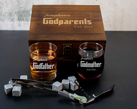 Products :: Godfather Proposal, Personalized Godfather, Cigar Whiskey Glass,  Famous Corkcicle Whiskey Glass, Engraved Godfather Gift, Etched Glass